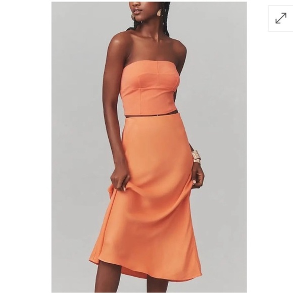 ANTHROPOLOGIE  Tilda Midi Slip Skirt - Orange size 2x - Picture 2 of 9